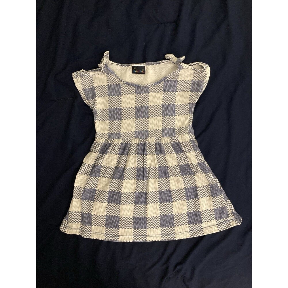 4T Sweet & Soft girl clothes - 1 piece dress | geometric checkered theme
